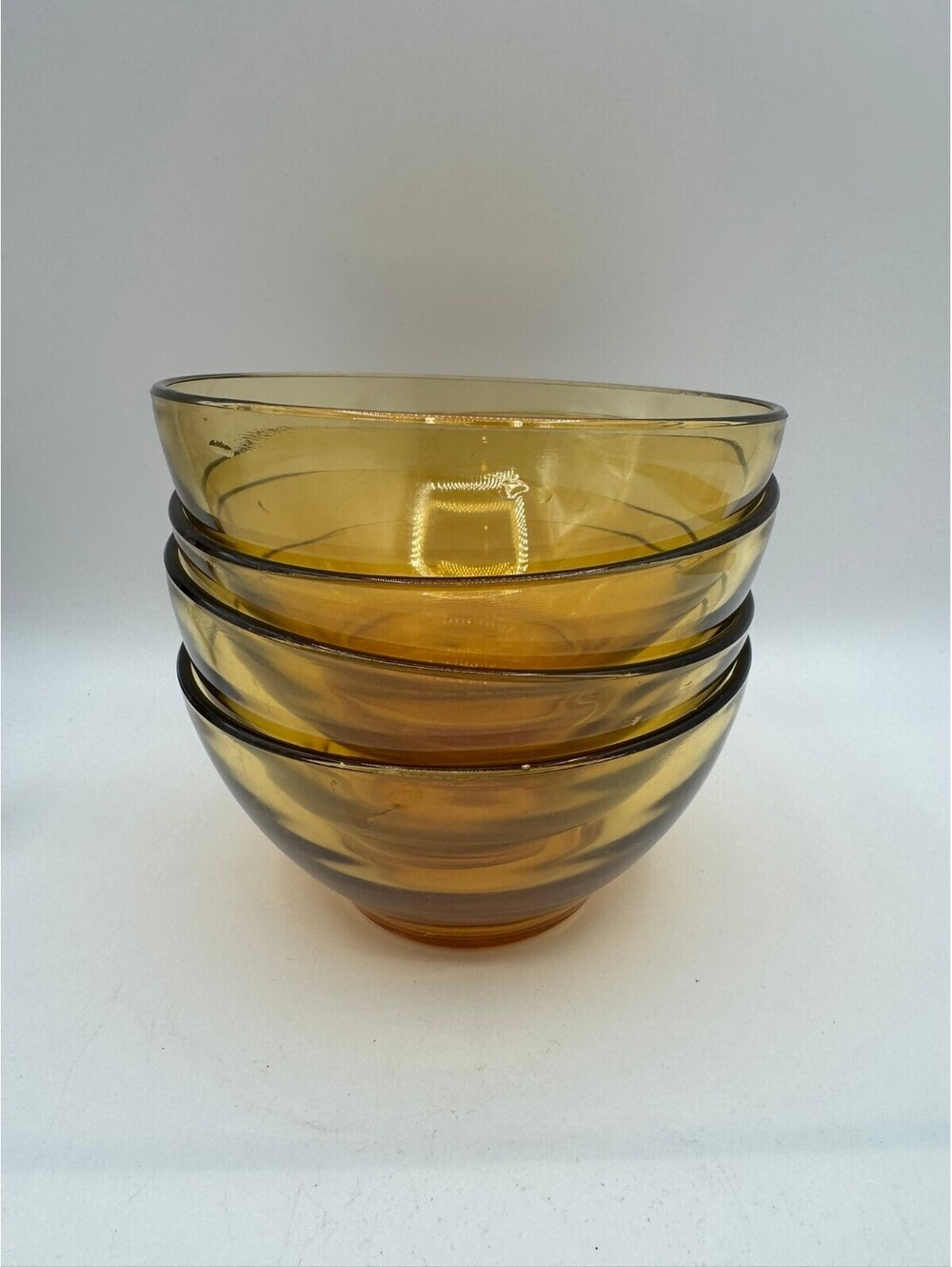 Vintage Bormioli Vitrosax Amber Glass Bowls Set of 4 Tempered Itay 1970s Dessert